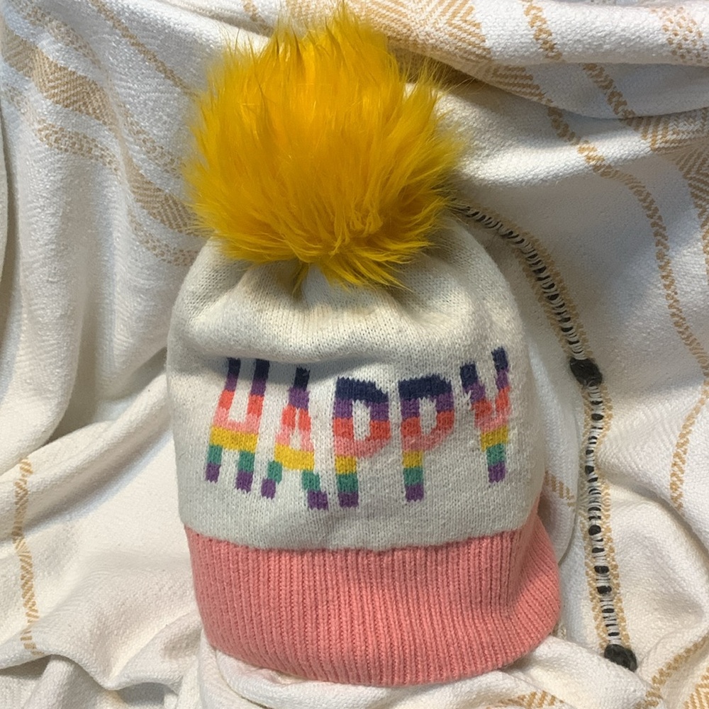 GapKids Happy Knit Beanie with Yellow Pom Pom Size S/M